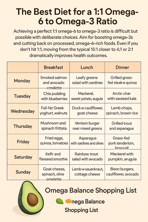 the best diet for a 1:1 omega-6 to omega-3 ratio